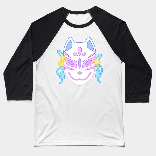 Kitsune Mask (pastel) Baseball T-Shirt by Luna-Cooper